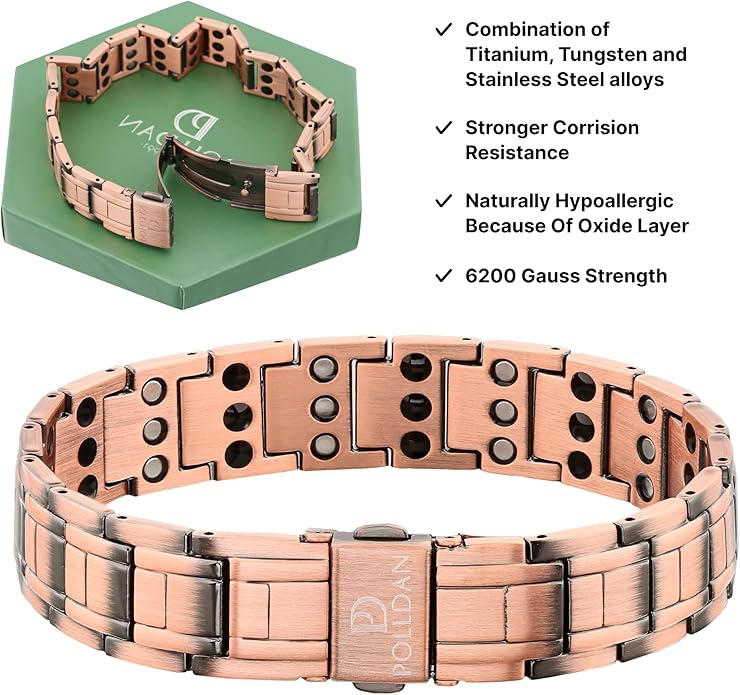 Copper Bracelets for Women - 6200 Gauss Power | 3X Strength Copper Bracelet | Magnetic Bracelets for Women - Adjustable Fit | 99.99% Pure Copper Bracelet for Women | Stylish Copper Jewelry