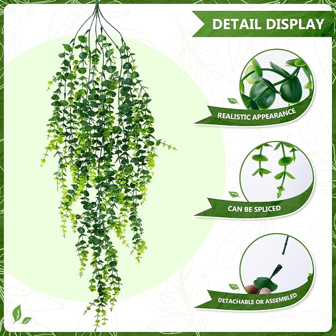 2-Pack Fake Hanging Plants, Faux Hanging Plant Artificial Greenery - Image 2