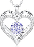 LOUISA SECRET Love Heart Birthstone Necklaces for Women, Birthday Gift for Girlfriend, Anniversary Jewelry Gift for Wife Her, 925 Sterling Silver Women Pendant Necklace, Mother's Day Christams Gift