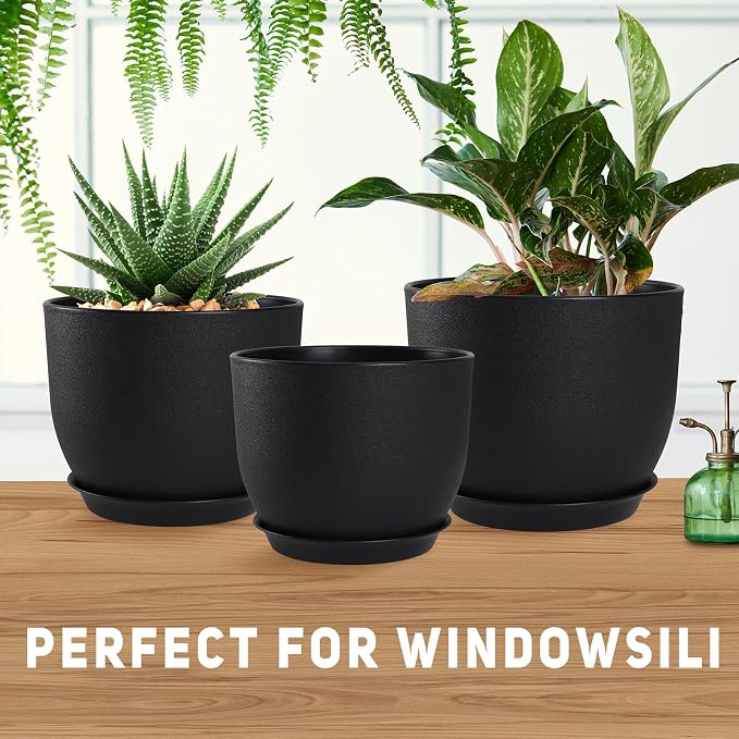 YNNICO Plant Pots 10/9/8/7.5/7 inch Set of 5, Flower Pots - Image 5