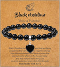 MAIBAOTA Healing Crystal Bracelet for Women, 8 mm Natural Gemstone Beaded Bracelet, Love Heart Bracelet Jewelry Gifts for Birthday Mothers Day Valentine's Day Anniversary