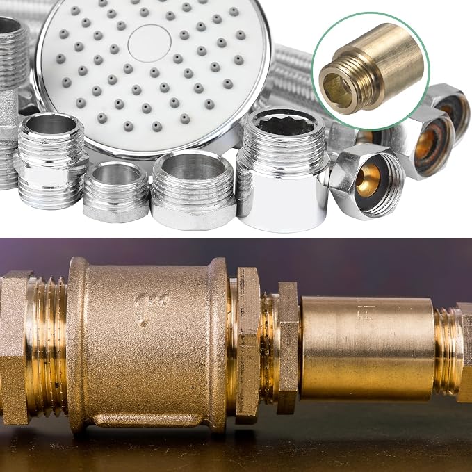 M METERXITY Shower Head Extension Arm, Brass G1/2 Male to Female Extension Pipe - Image 6