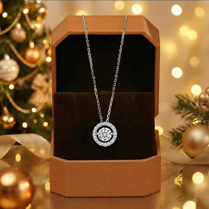 ARINZA Moissanite Necklace for Women, 1 Ct 925 Sterling Silver Dancing Diamond Pendant, 18+2 Inch Chain, Valentine’s Day Christmas Gift for Her, Wife, Mom, Anniversary, Birthday