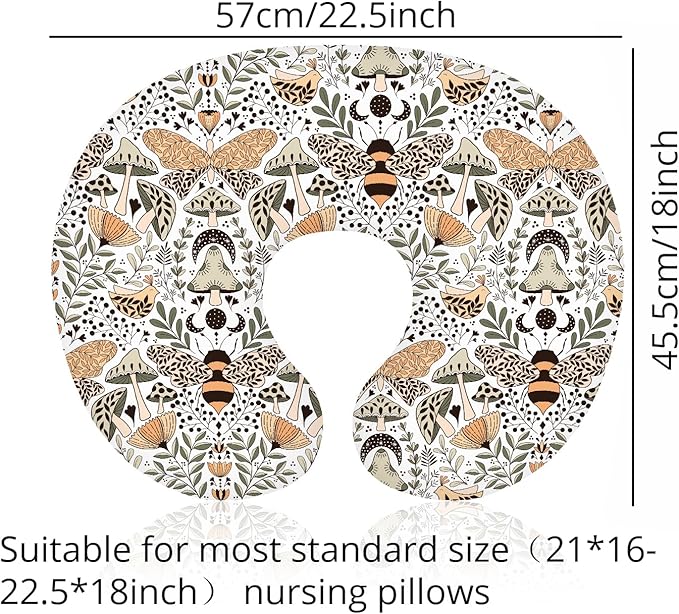 Boyoung Stretchy Nursing Pillow Covers Ultra Soft Slipcovers for Breastfeeding for Baby Girls Boys, Feeding Pillow Cover Fits Standard Infant Support Pillows Positioners Nursing Pillow Case