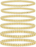 adoyi Valentines Day Gifts for Her Gold Bracelets for Women Waterproof, 14K Gold Plated Beaded Strand Bead Ball Bracelets stack Adjustable Jewelry Set for Gifts