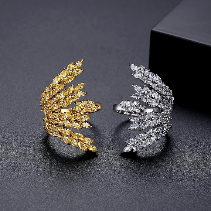 18K Gold Plated Rings for Women and Teen Girls Non Tarnish Cubic Zirconia Fidget Ring Butterfly/Snake/Mesh/Cross/Crown Knuckle Ring Open Adjustable Statement Stacking Chunky Rings