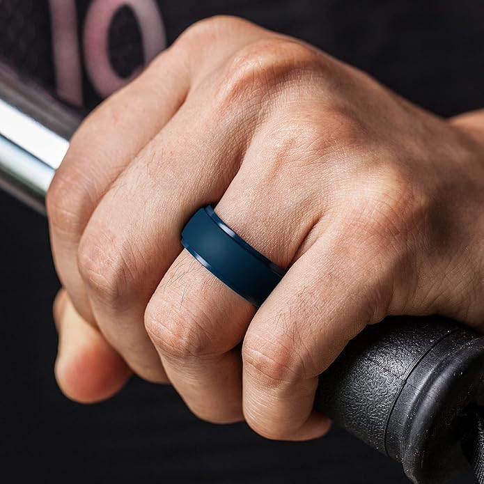 ThunderFit Men's Silicone Rings 10mm Wide 2.5mm Thick Rubber Bands, Breathable, Variety Multipack 1-10