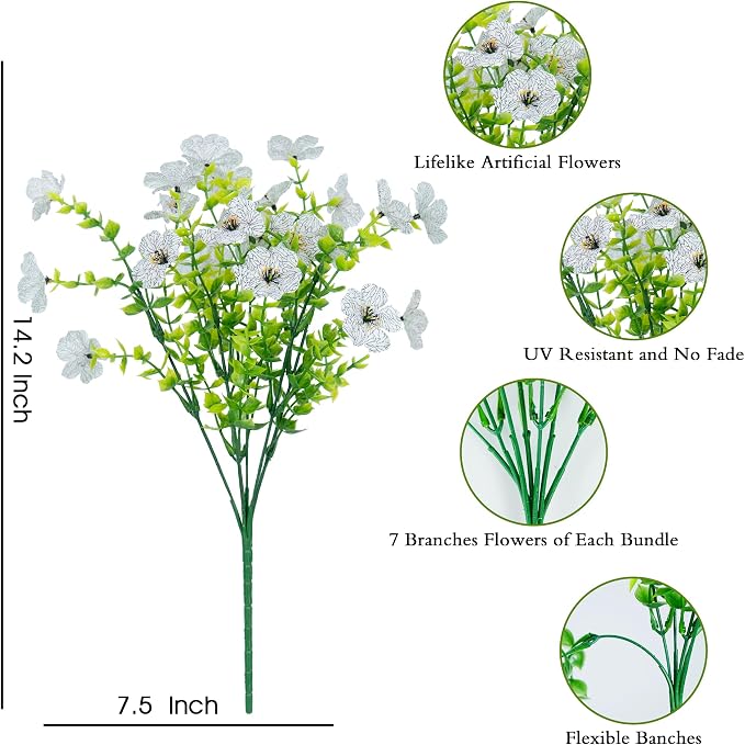 Artificial Fake Flowers Plants for Outdoors Spring Summer Decoration, Faux - Image 6