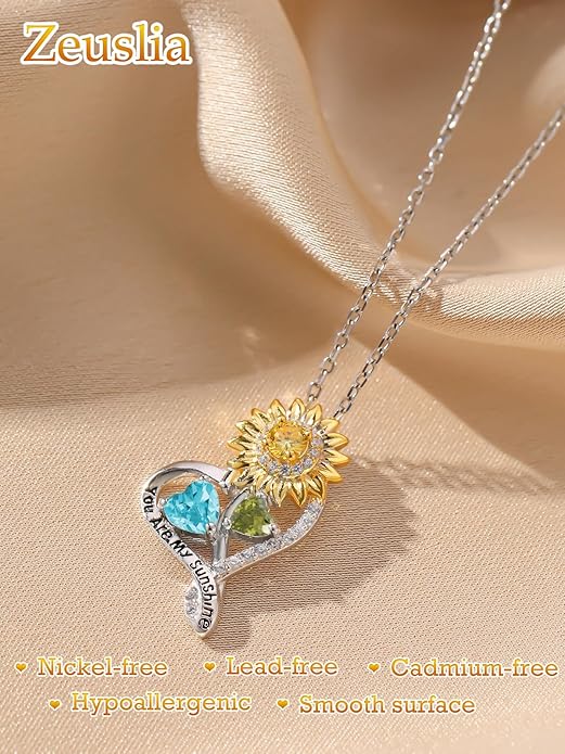 Valentine's Day Gifts for Wife 925 Sterling Silver Double Birthstone Pendant Necklaces I Love You for Always and Forever Necklace Anniversary Birthday Gifts for Wife Girlfriend Mom Her