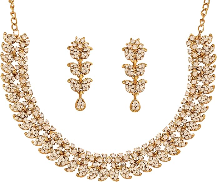 Touchstone Indian wedding jewelry set gold traditional necklaces for women statement rhinestone sets hollywood glamour style crystal stone bridal costume golden necklace