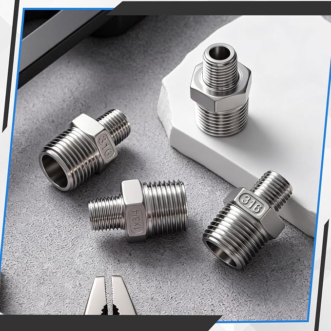 1" Mnpt to 3/4" Mnpt Male to Male 4 Pcs Hex Bushing Nipple Reducer, 316 - Image 6