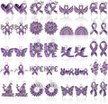 MARFOREVER 40 Pcs/20 Pairs Domestic Violence Charms for Jewelry Making, Purple Ribbon Awareness Charm Alzheimers Pancreatic Cancer Charms Lupus Awareness Pendants for Bracelet Necklace Earrings Making
