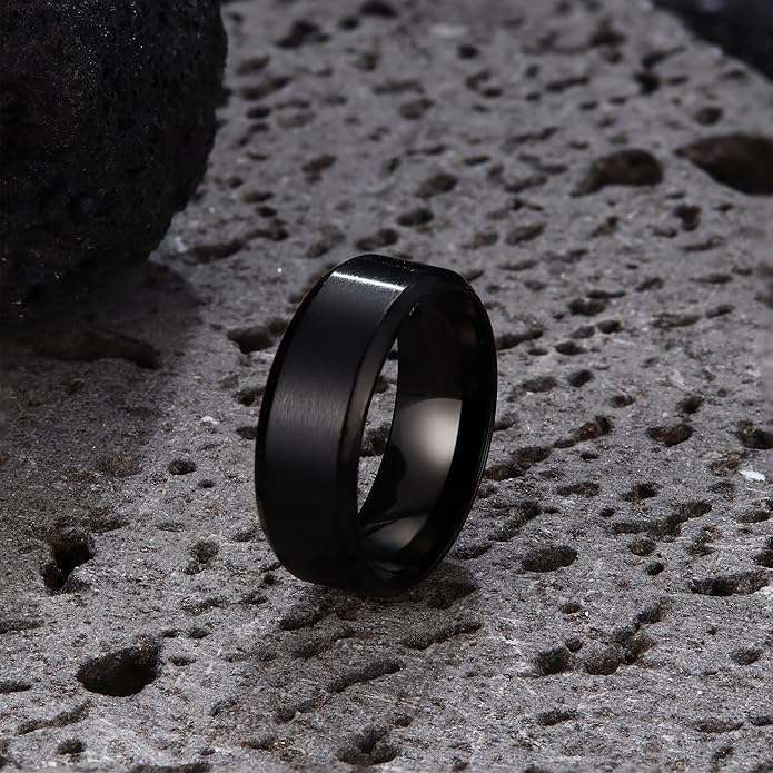 Jstyle Stainless Steel Rings for Men Wedding Ring Cool Simple Band 8MM Width 3 Pcs A Set