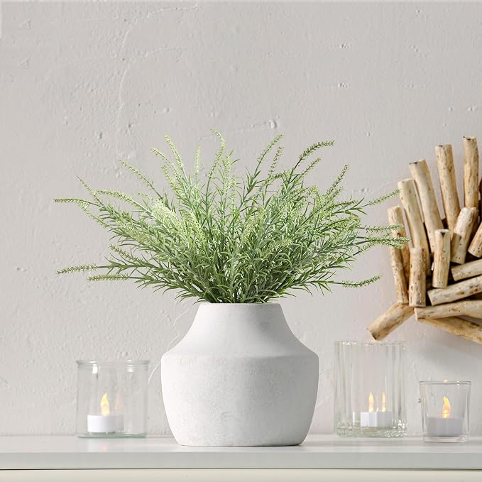 Mitt&Ditt Ceramic Flower Vase, 5.3 inch Off-White Farmhouse Rustic Vase - Image 6