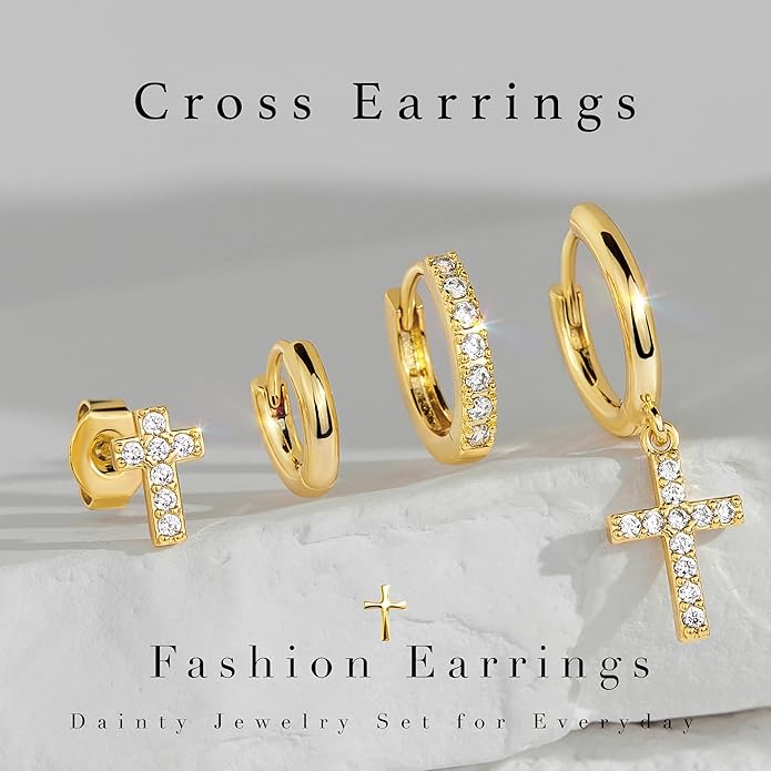 Small Gold Huggie Hoop Earrings Set for Women Men Hypoallergenic 14K Plated Stack Cartilage Earrings, Multiple Piercing Lightweight Mini Thin Cute Dainty Trendy Jewelry Set Christmas Gifts for Women