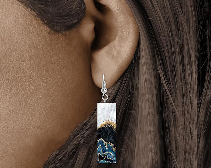 Earrings Handmade Bar Wood Earrings Light Weight Printed Image Dangle Earring Jewelry