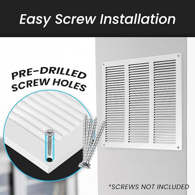 Repa Market Air Vent Cover 20x12 Inch White Galvanized Steel Louvered Grill - Image 5
