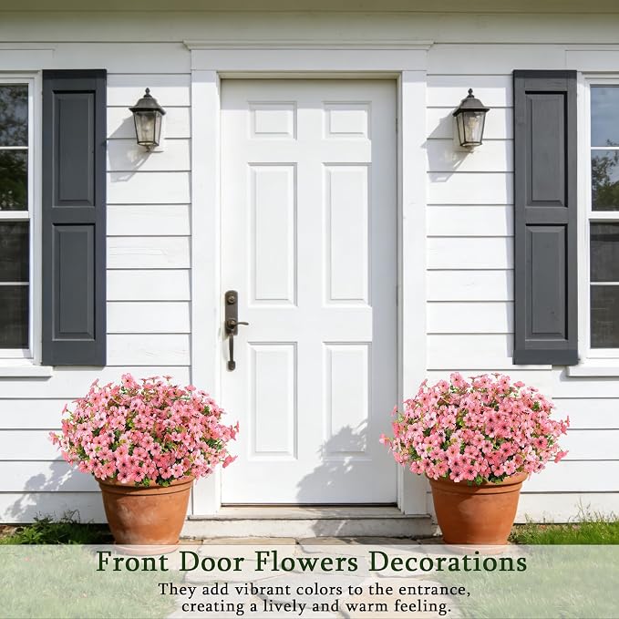 16PCS Artificial Pink Flowers for Outdoors, Fake Silk Pink Flowers | for - Image 3