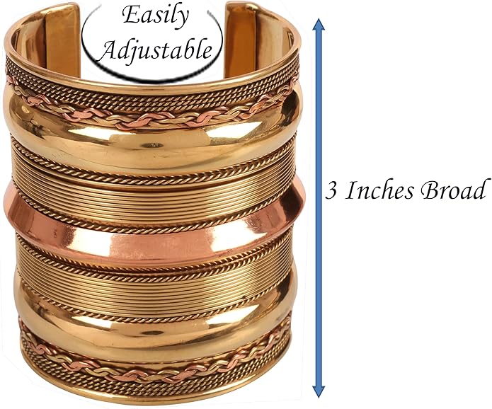 Touchstone Indian Bollywood Handcrafted Slip In Easy To Wear Stylish Wrist Enhancer Designer Broad Jewelry Cuff Bracelet For Women and Men.