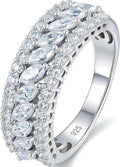 D Color VVS1 Moissanite Rings for Women 925 Sterling Silver Wedding Bands Marquise Eternity Rings Stackable Promise Size 5-10