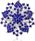 Womens Flower-shape Statement Brooch Pin Crystal Brooch for Women