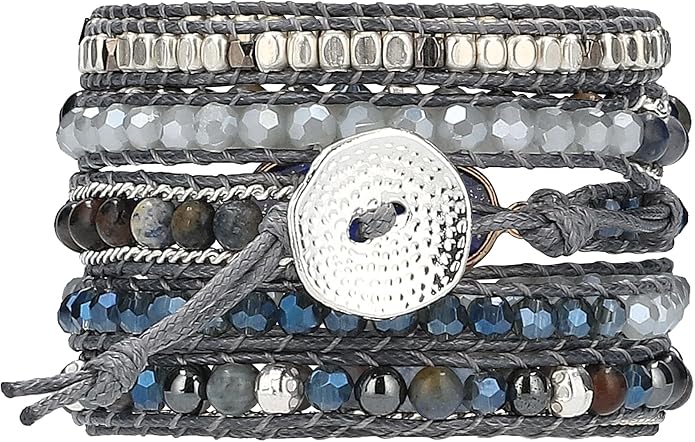 Bracelet for Women – Handmade Vegan Boho Natural Stone Layered Bracelet, Thailand Bohemian Stackable Beaded Wrap Bracelets, Summer Hippie Bracelet Stack, Fashion Jewelry Gifts