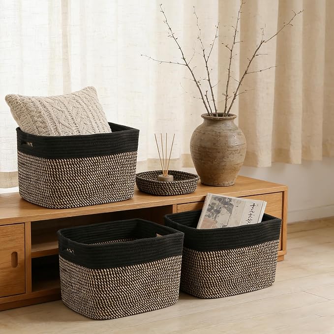 3 Pack Woven Baskets, Storage Baskets - Image 4