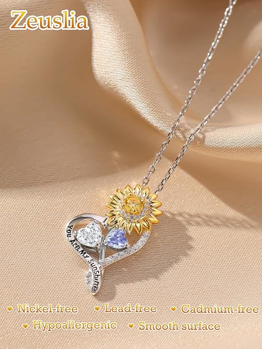Valentine's Day Gifts for Wife 925 Sterling Silver Double Birthstone Pendant Necklaces I Love You for Always and Forever Necklace Anniversary Birthday Gifts for Wife Girlfriend Mom Her