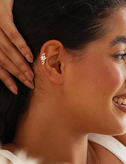 3Pcs Ear Cuffs Non Piercing for Women - Trendy 14K Gold Plated Cuffs Earrings with Cubic Zirconia - Dainty Clip On Cartilage Earring Jewelry