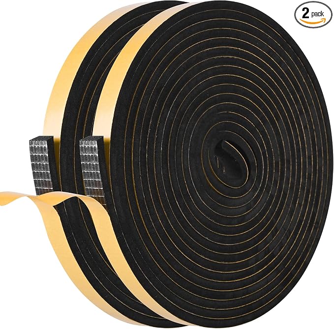 Self Adhesive Foam Tape Weatherstrip 1/4in x 1/4in x 33Ft High Density Foam by Kikerike