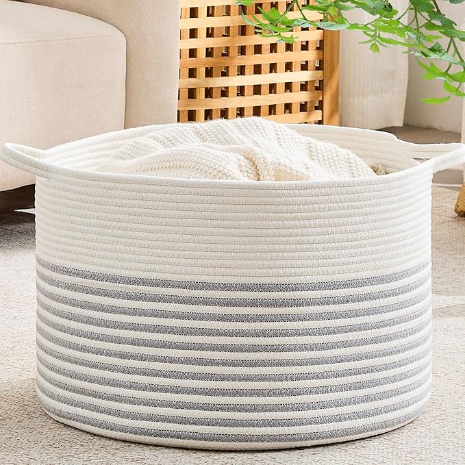 KAKAMAY Large Blanket Basket by KAKAMAY