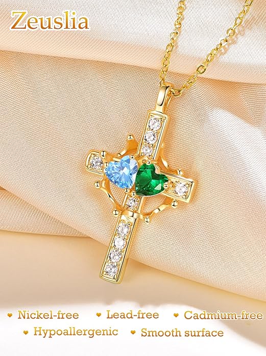 Valentine's Day Gifts for Wife 925 Sterling Silver Double Birthstone Pendant Necklaces I Love You for Always and Forever Necklace Anniversary Birthday Gifts for Wife Girlfriend Mom Her