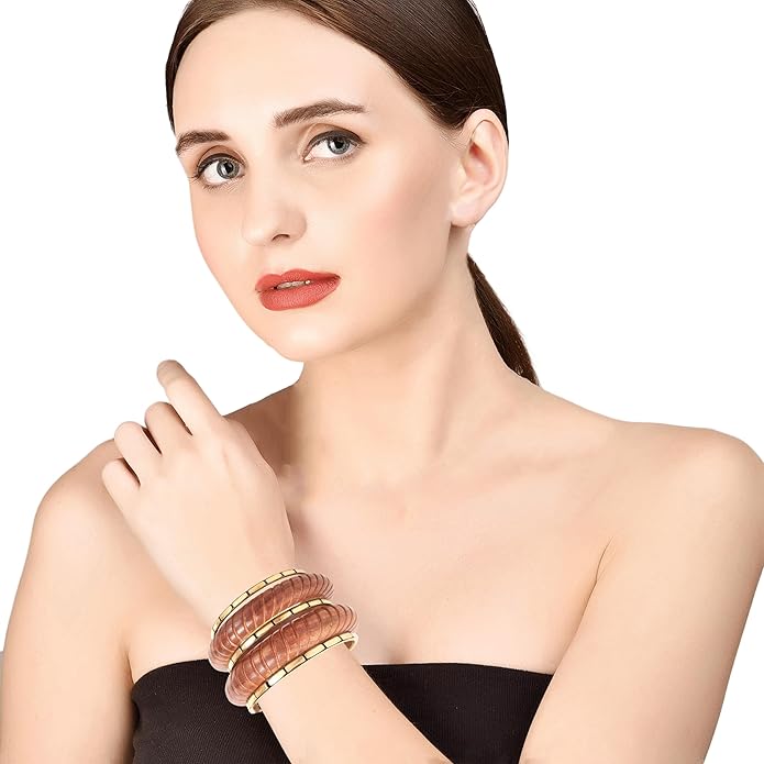Touchstone wood bracelets for women bangle wooden jewelry handmade artisan bangles natural handcrafted brown olive stylish chunky boho bohemian bracelet brass metal inlaid woods stackable