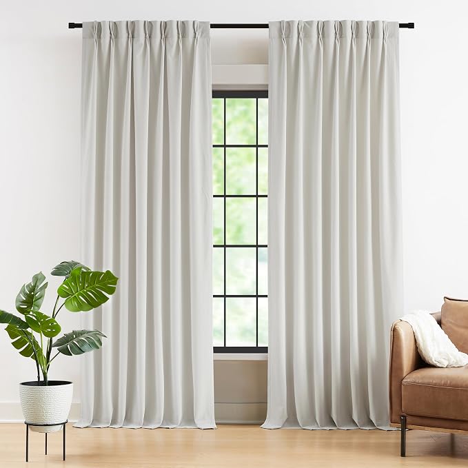 Kayne Studio Grayish White Velvet Pinch Pleated Back Tab Curtains 84 Inches | - Image 7