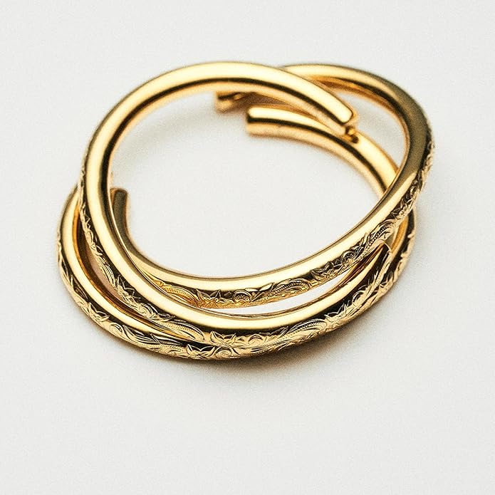 Hey Harper Gold Cuff Bracelet - Bangle Trendy Chunky Non Tarnish Gold Cute Stackable Waterproof Bracelet - Gift for Women - Simple Minimalist Unique Statement Jewelry