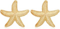 MISS RIGHT Gold Shell Earrings for Women, Stainless Steel Sea Shell Stud Seashell Earrings Beach Jewelry, Hypoallergenic Lightweight Summer Earrings