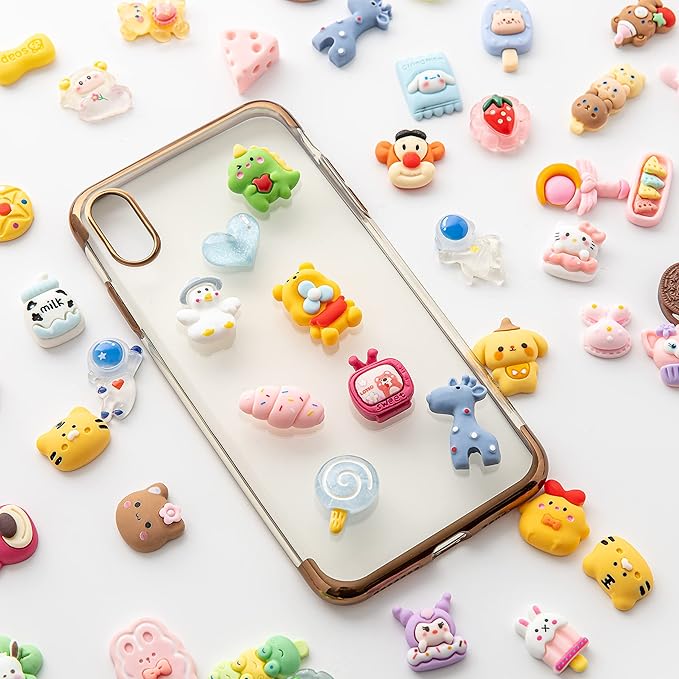 Slime Charms Cartoons Charms Cute Set - Mixed Lot Assorted Cartoons Kawaii Charms Resin Flatback Cute Sets for DIY Crafts Making,Decorations,Scrapbooking,Embellishments,Hair Clip 80pcs