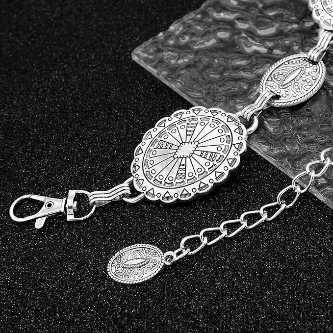 Women's Concho Chain Belt Western Cowgirl Metal Waist Chain Belt for Dress