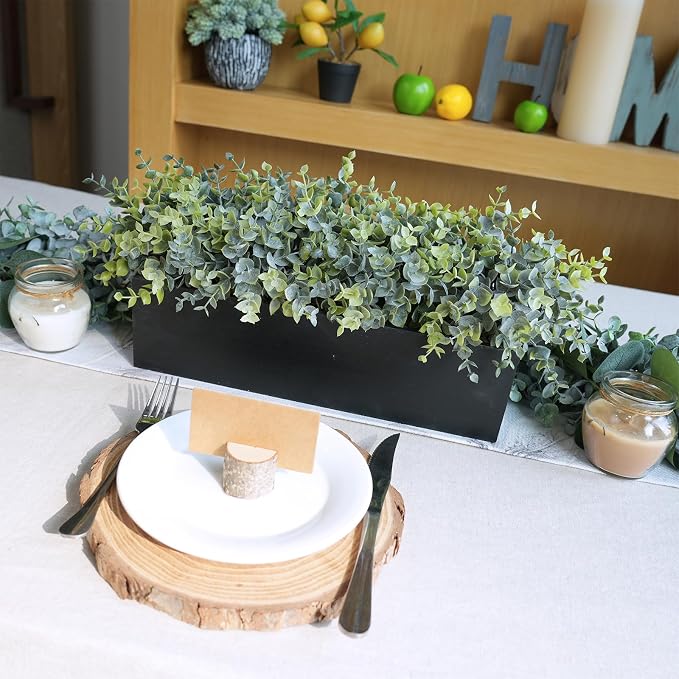 Winlyn 14" Artificial Eucalyptus Arrangement Faux Eucalyptus Plants in Black - Image 8