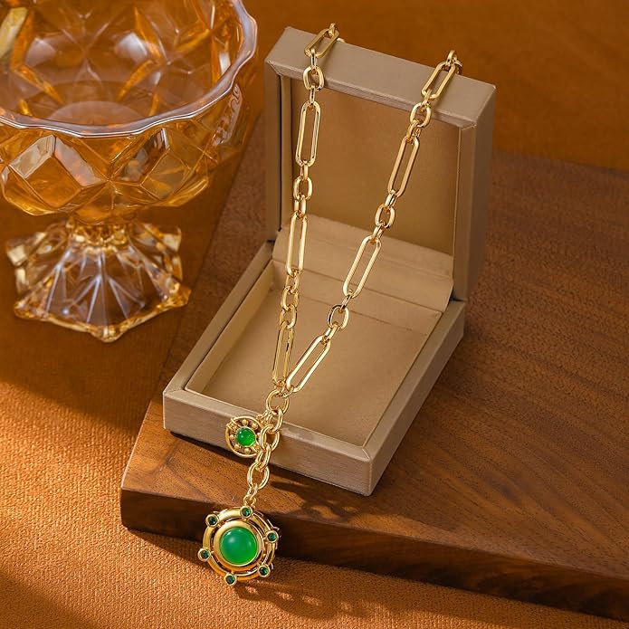 14K Gold-tone Sun Pendent Necklace for Women Chunky Gold Plated Necklace Unisex