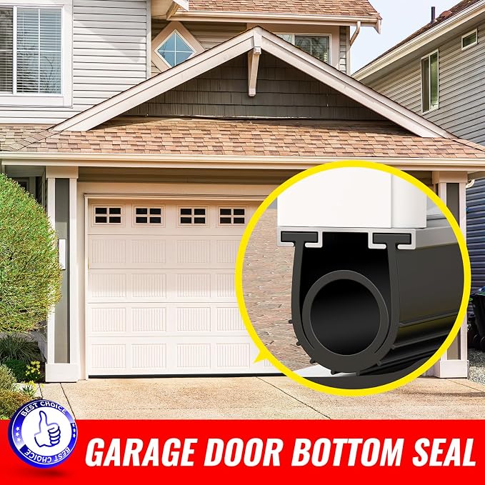 Jin&Bao Garage Door Bottom Rubber Seal 5/16" T-End 10FT & 2 End Plugs Black | - Image 6