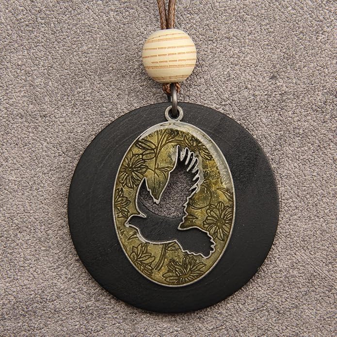 GelConnie Boho Necklaces for Women Vintage Silver Circles Long Pendant Necklace Cowgirl Sweater Necklace Adjustable Leather Choker Necklace for Women