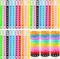 66 Pcs Silicone Charm Bracelets Adjustable Cute Kids Rubber Bracelets Bulk Colorful Wristbands with Holes for Shoe Birthday Party Gifts Identify, 11 Colors