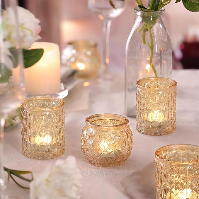NITIME 12Pcs Assorted Gold Votive Candle Holders, Tea Light Candle Holder - Image 3