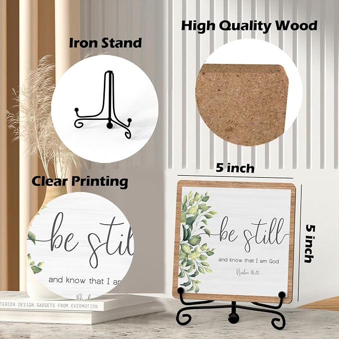 Inspirational Christian Desk Decor, Be Still And Know That I Am God Rutsic Sign - Image 2