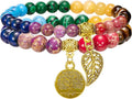 Bivei Natural Semi Precious Gemstone beads bracelet for women - Life Tree and Leaf Charm Energy Reiki Crystal Stretch Bracelets