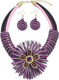 Statement African Necklace For Women African Jewelry Costume Earring Sets Tribal Fashion Colorful Big Rhinestone Crystal Pendent Collar Choker Bold Chunky Bib Handmade