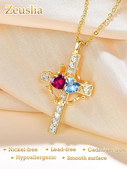 Valentine's Day Gifts for Wife 925 Sterling Silver Double Birthstone Pendant Necklaces I Love You for Always and Forever Necklace Anniversary Birthday Gifts for Wife Girlfriend Mom Her