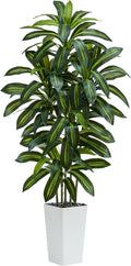 Artificial Dracaena Tree: 6FT Fake Plants Silk Faux Trees（White Pot） | by TNGGNT