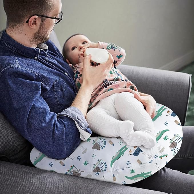 Little Grape Land Nursing Pillow for Infants, Breastfeeding Pillows, Baby Support Pillow for Nursing, Bottle Feeding, Tummy Time with Machine Washable Cover & Breathable Filling (Wild Dinosaur)